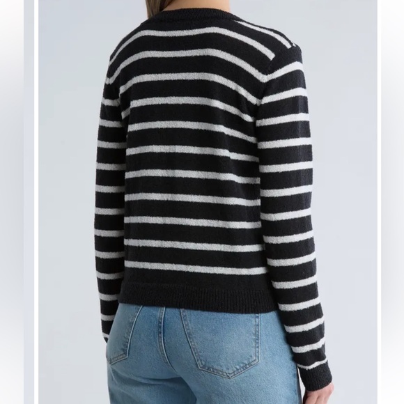 Bobeau Black and White Striped Cardigan - Picture 2 of 4